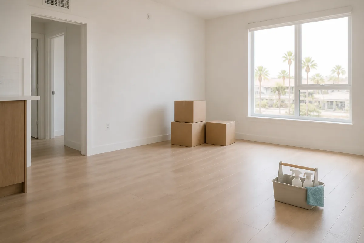 Empty apartment prepared for move-in or move-out cleaning