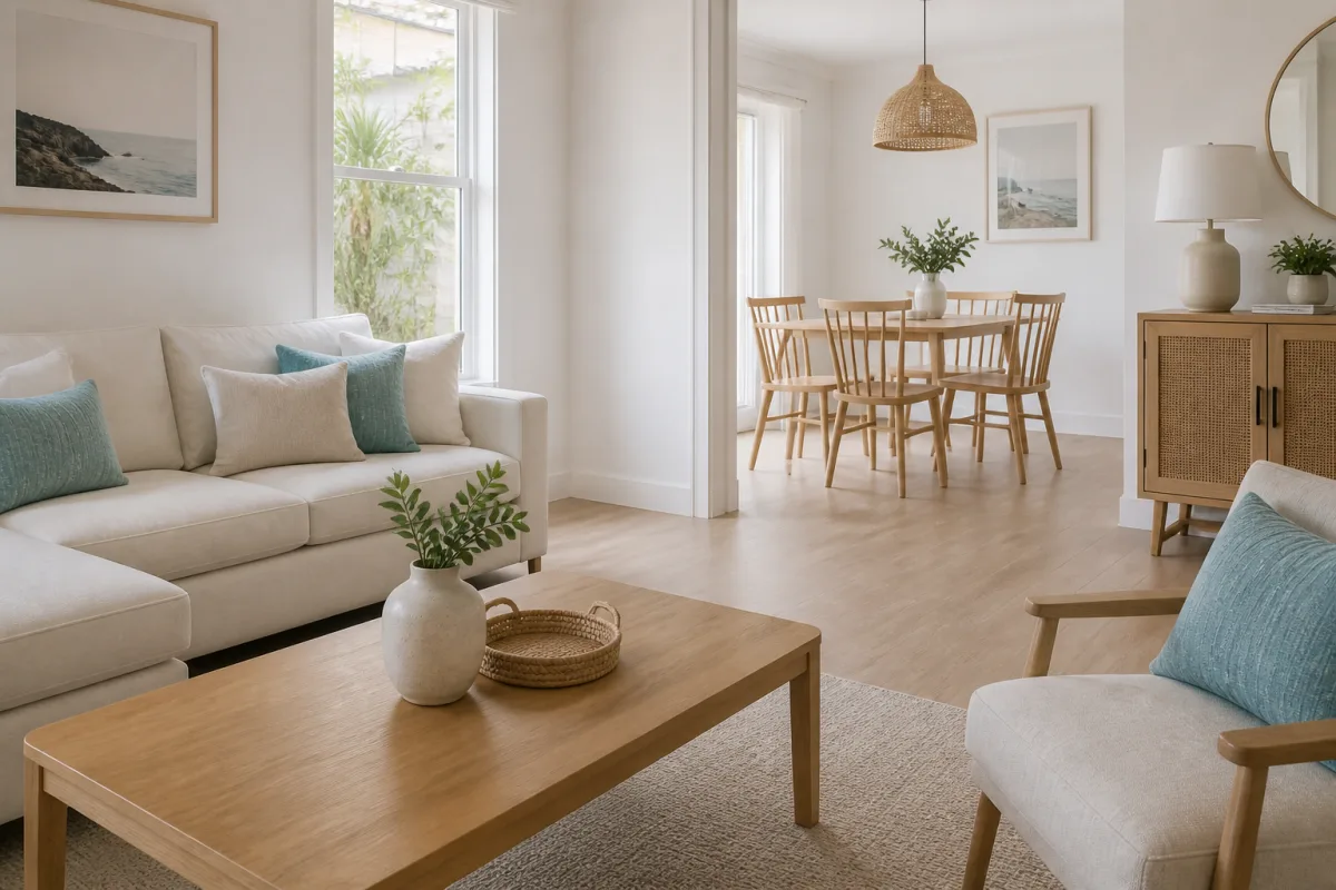 Living and dining room after one-time cleaning